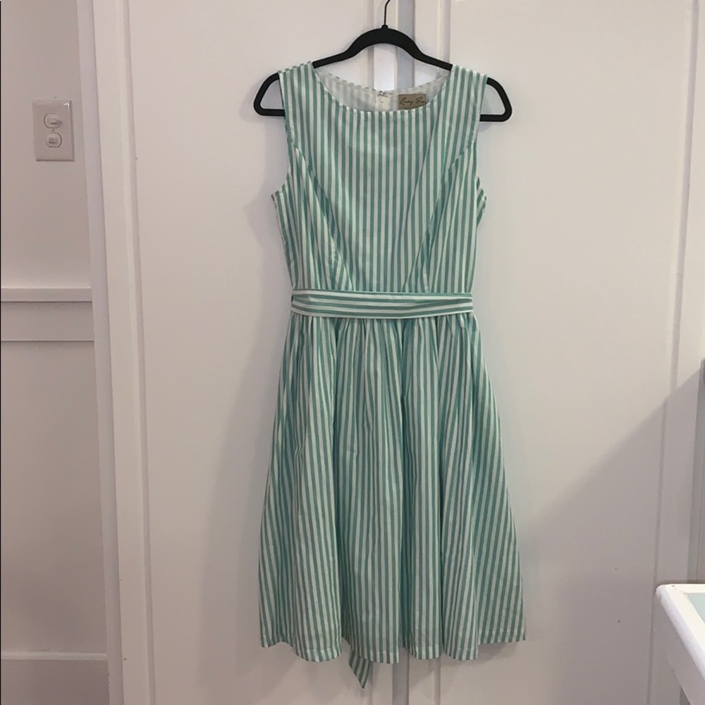 Lindy Bop Audrey in Deep Mint Stripe US 10 / UK 14